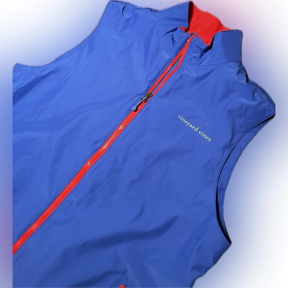 Vineyard Vines Men’s Preppy Blue Orange Lightweight Golf Shell Vest Jacket M